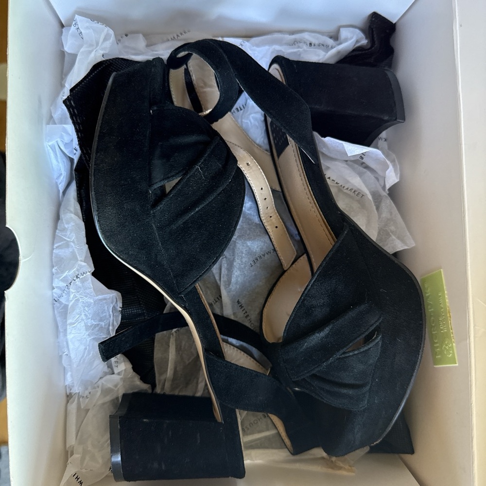 White House Black Market Black Suede Heels
